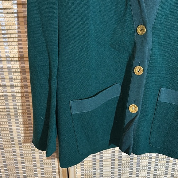 Devernois Paris Vintage 1970s Forest Green Preppy Cardigan Sweater Blazer - Picture 7 of 16